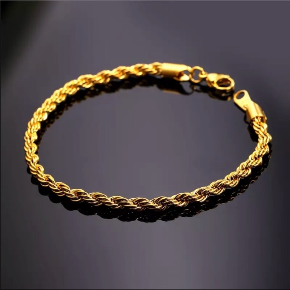 New 18k gold plated rope bracelet - Picture 2 of 4